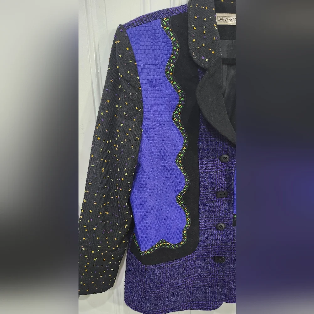 Canvasbacks 80s 90s Dark Colorful Abstract Blazer Women's Size Medium